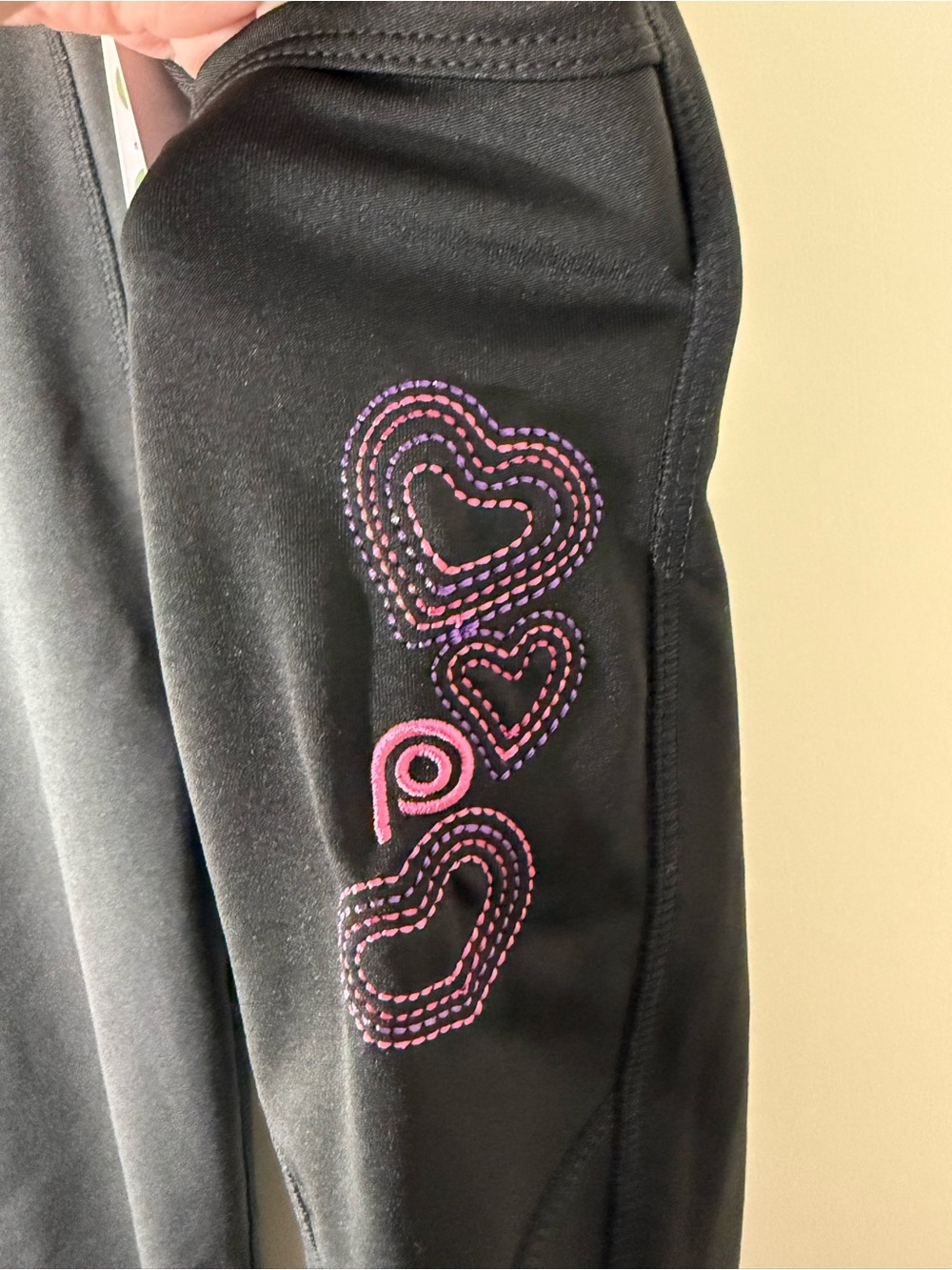 POP Fit Black Leggings with Pink & Purple Heart Stitching Plus Size 2X